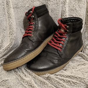 O.G. Penguin leather saddle boots w/ gum sole